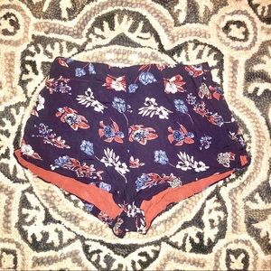 Floral Print Navy Shorts
